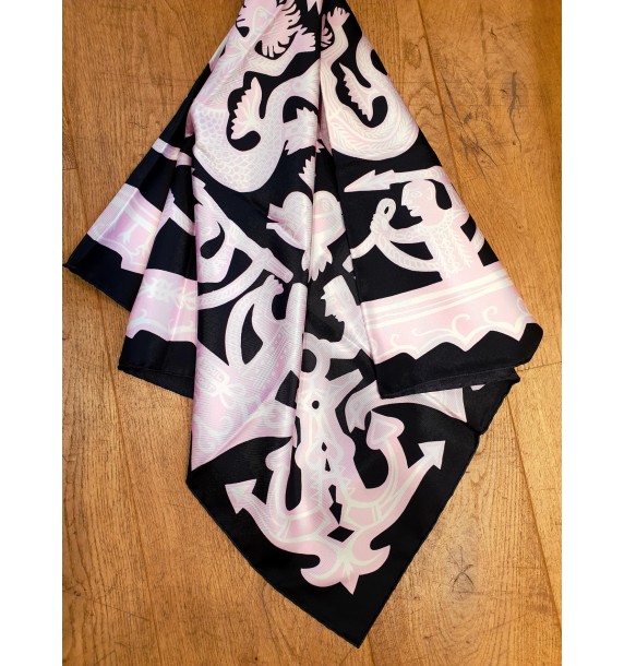 Foulard Ker Ys noir et rose