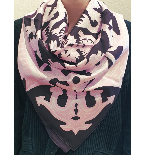 Foulard Ker Ys noir et rose
