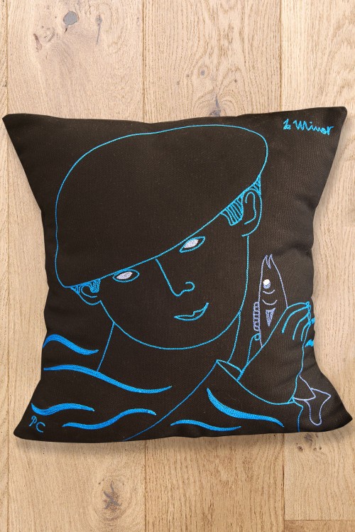 Cushion Fisherman's head blue 2